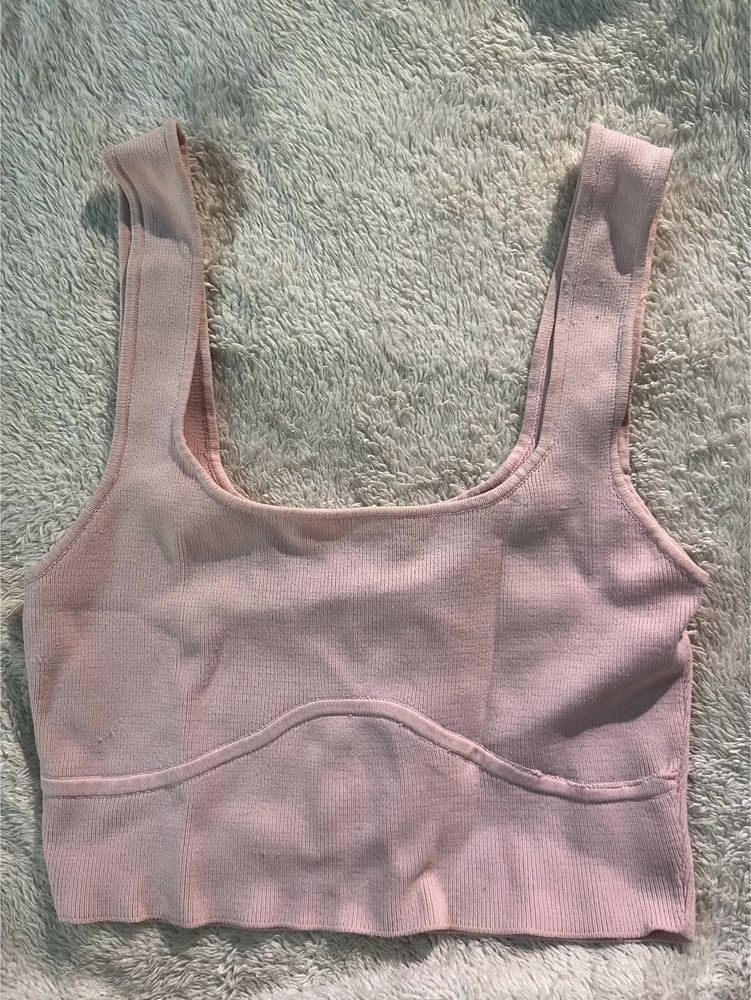 Pink Corset Ribbed Top by Glassons