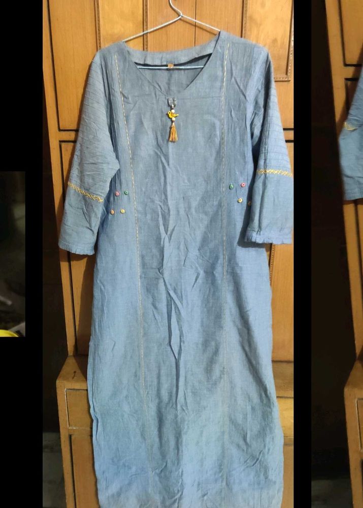 Gray Cotton Kurta