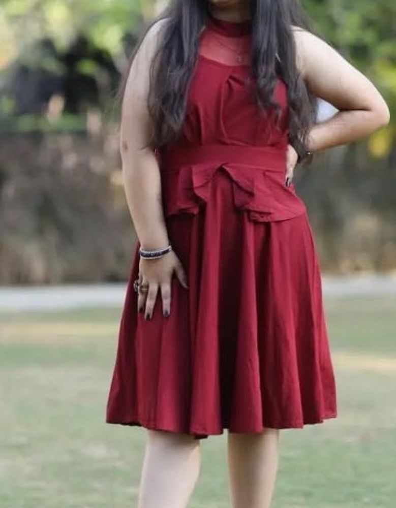 Burgundy  Fit &amp; Flare Dress