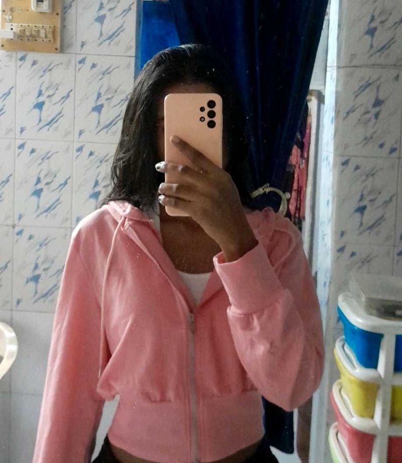 Cute Pink Cropped Hoodie