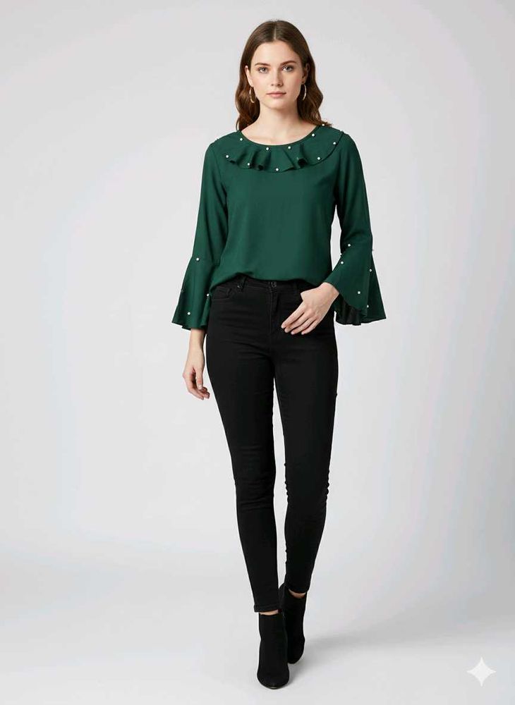 Green Pearl Embellished Top