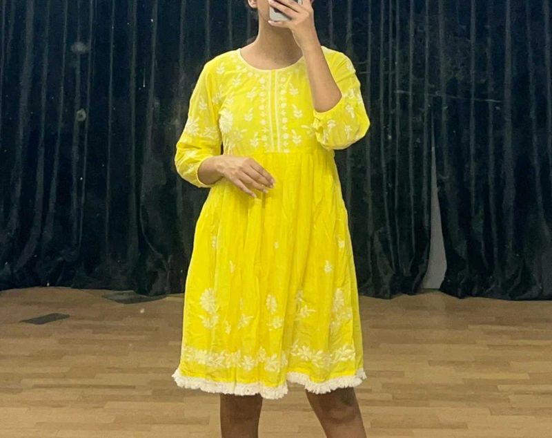 Yellow Embroidered Dress.