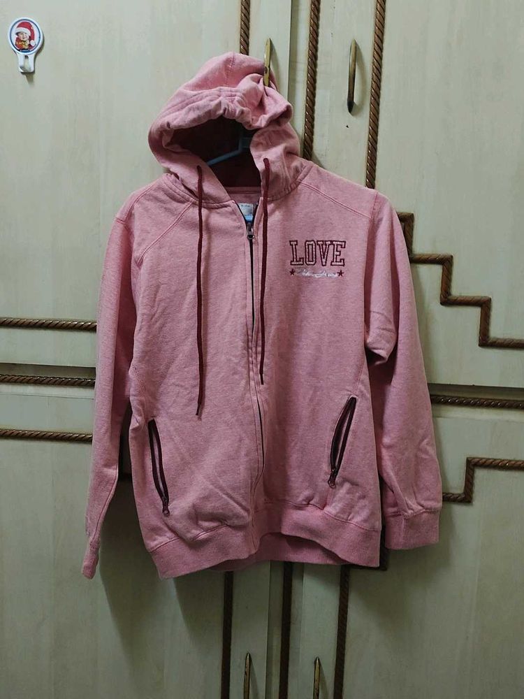 Pink 'Love' Zip-Up Hoodie