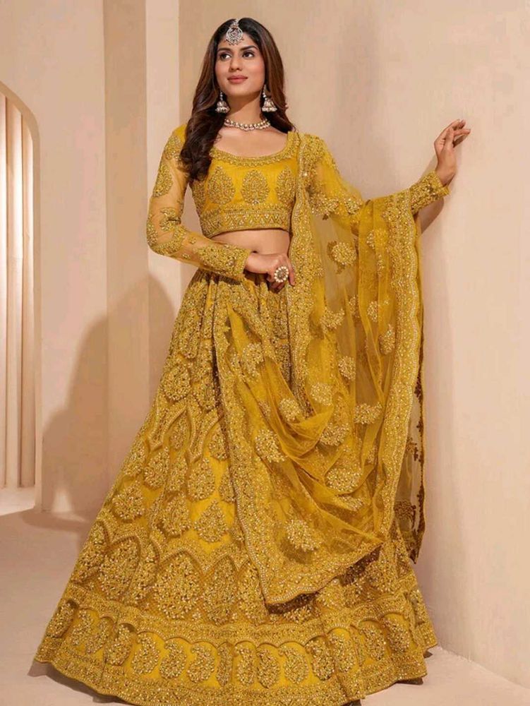 Gorgeous Yellow Lehenga Choli(semi stitched)