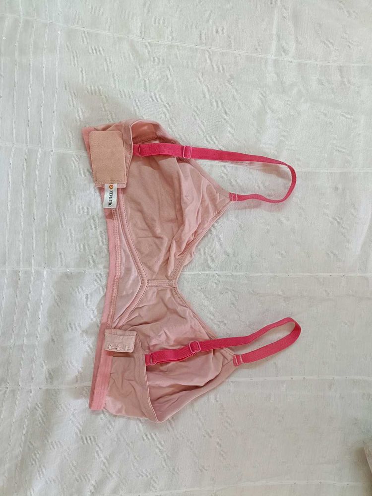 Soft Peach Cotton Bralette with Adjustable Straps