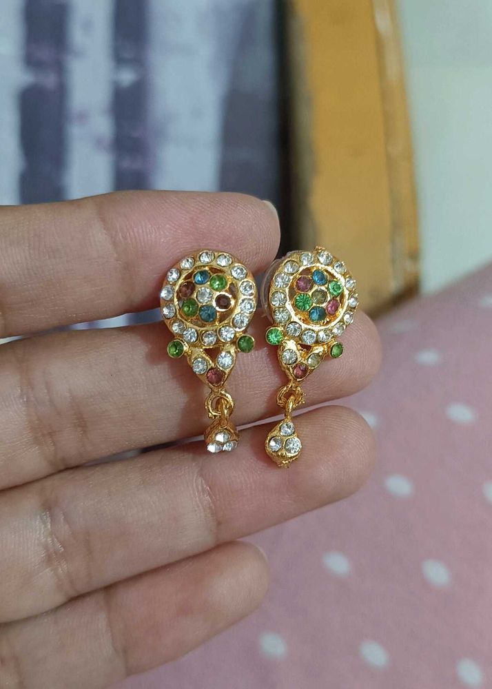 Multi Colour Stones And Gold Color earrings