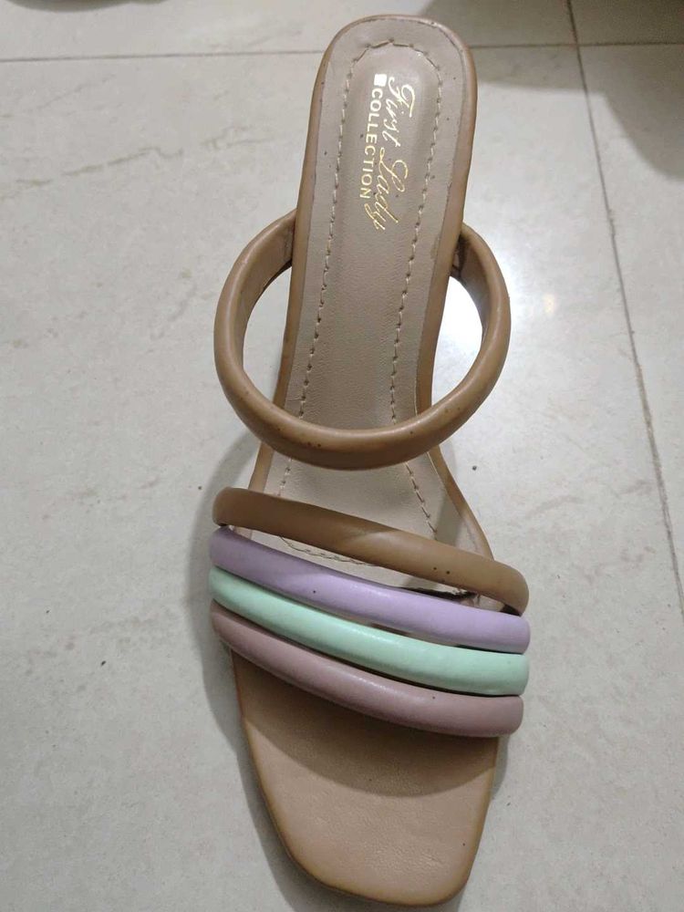 Pastel Rainbow Heeled Sandals