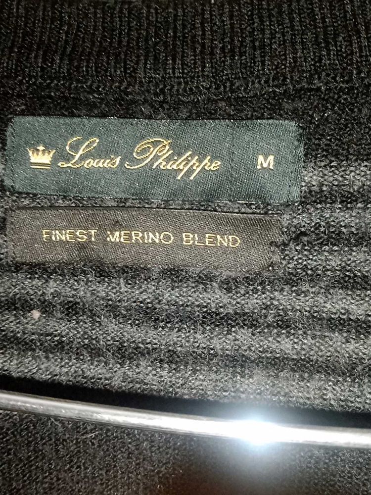 Branded Louis Philippe Striped V-Neck Sweater