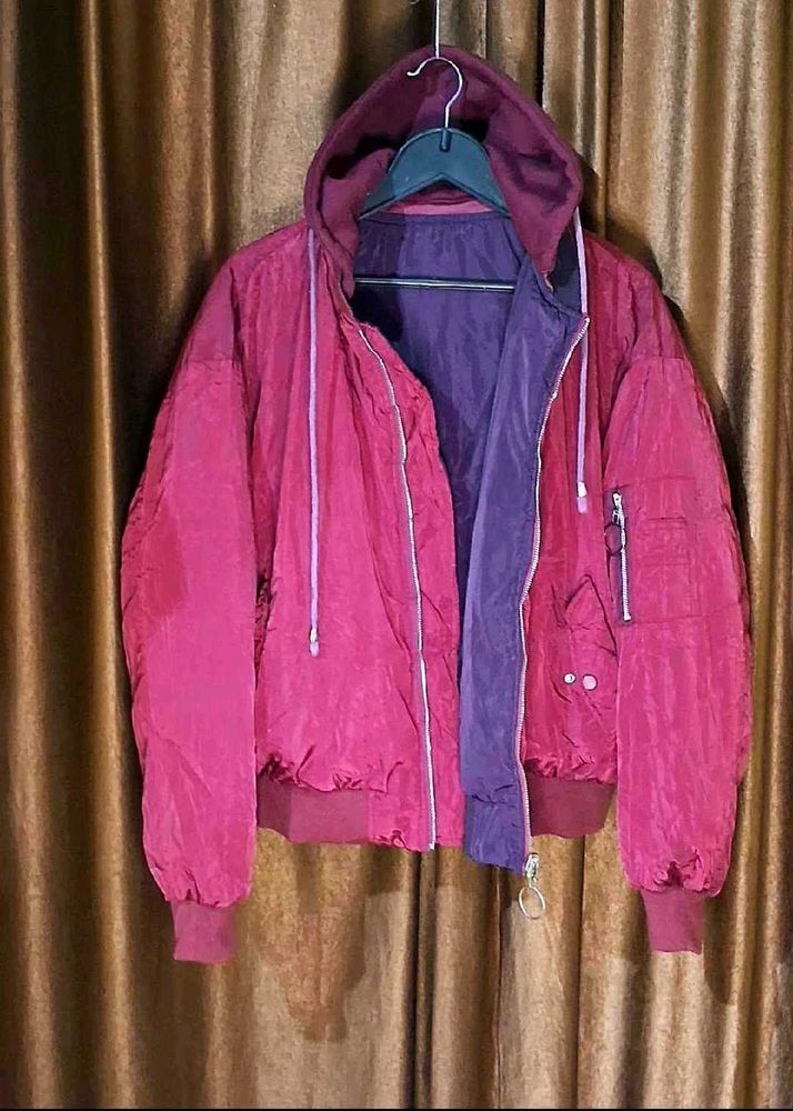 Reversible Hooded Jacket Size 48 inches with Multi