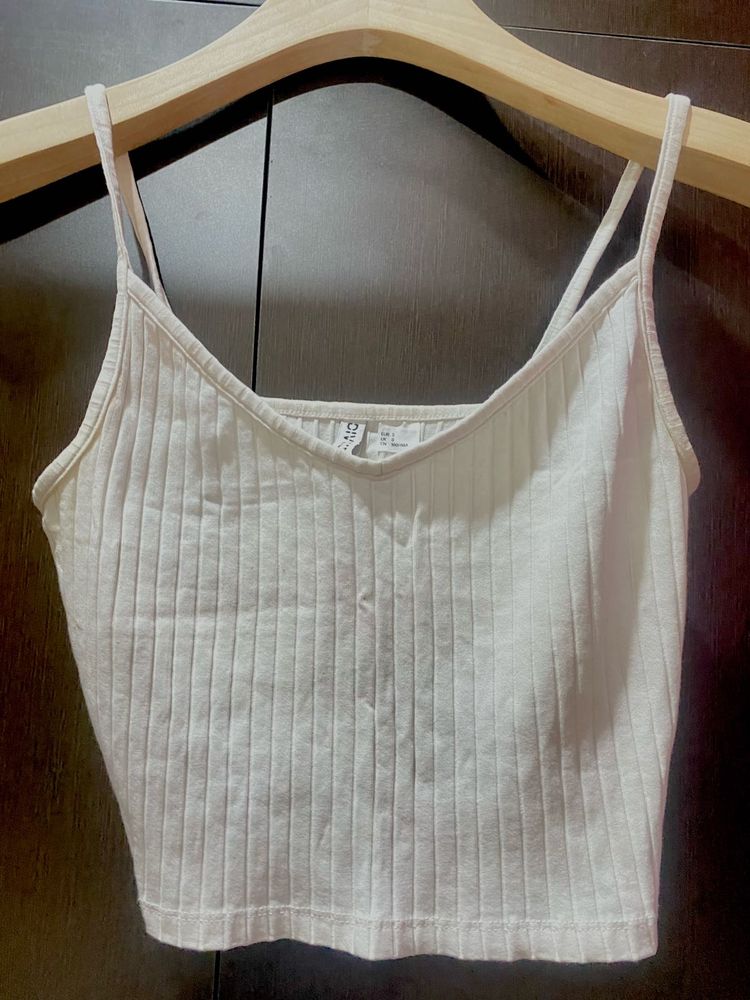 H&amp;M Ribbed White Tank Top