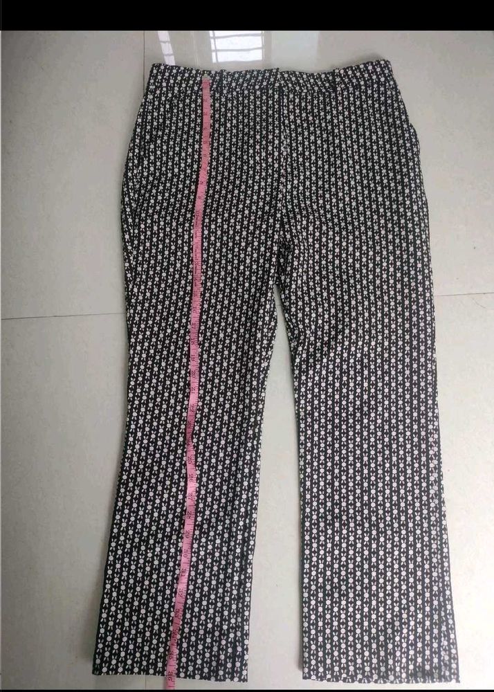 Black Printed Trouser For Womens