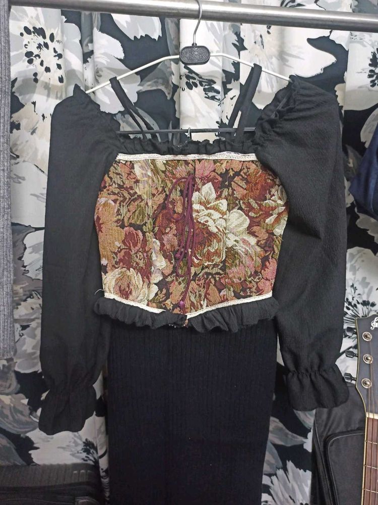 Black Corset Top Tie Up