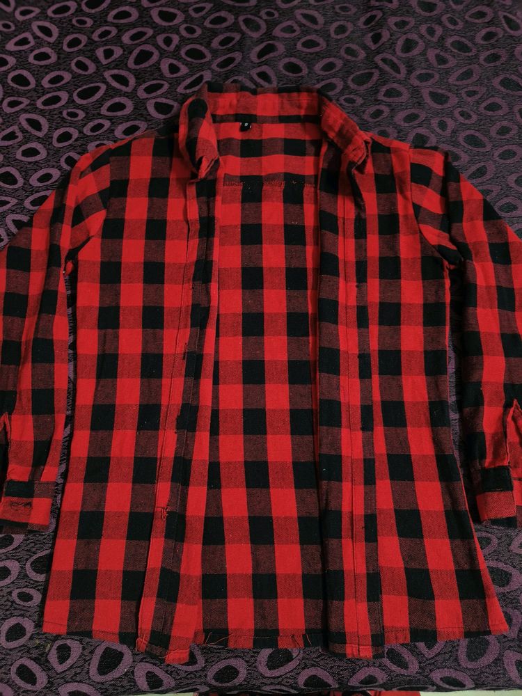 Women Checkered Cotton Shirt Red