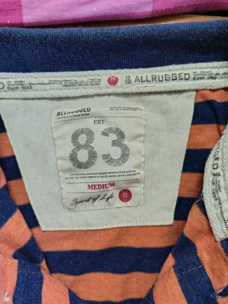 All Rugged Striped Polo Shirt - Medium