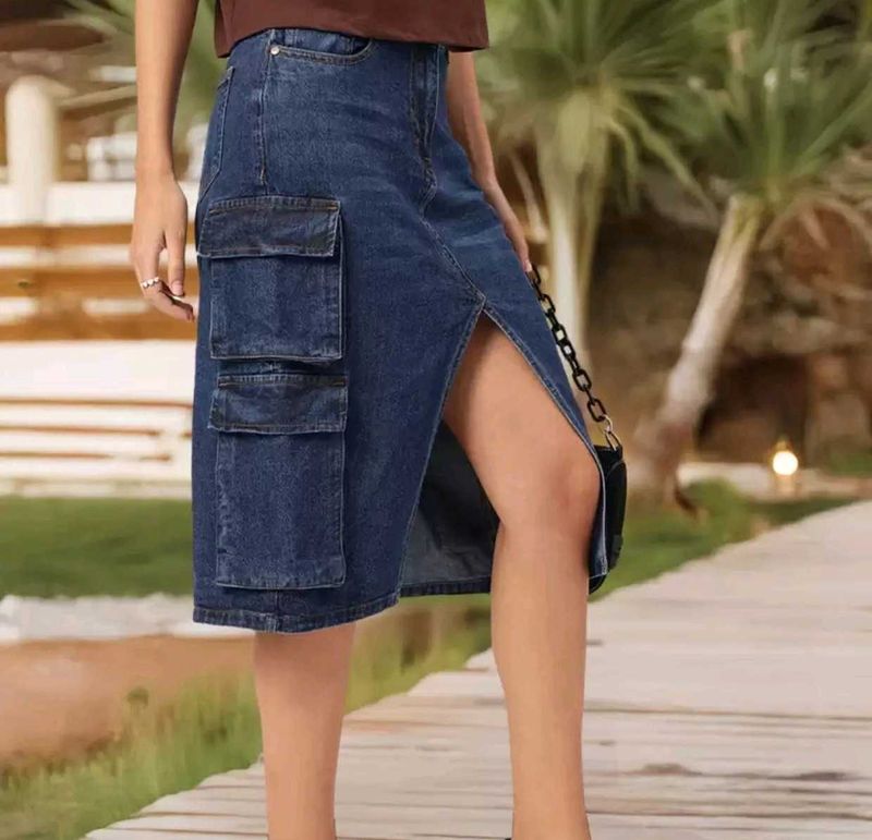 Dressberry Cargo Denim Skirt