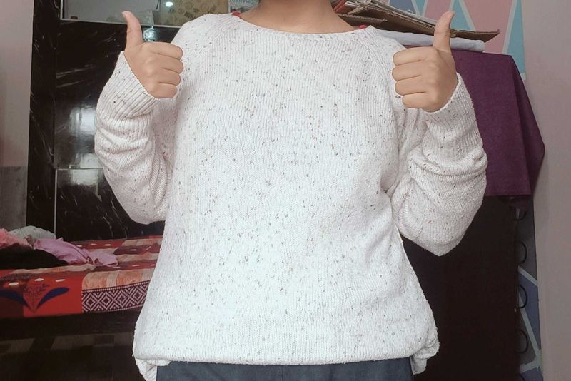 Cozy White Knit Sweater