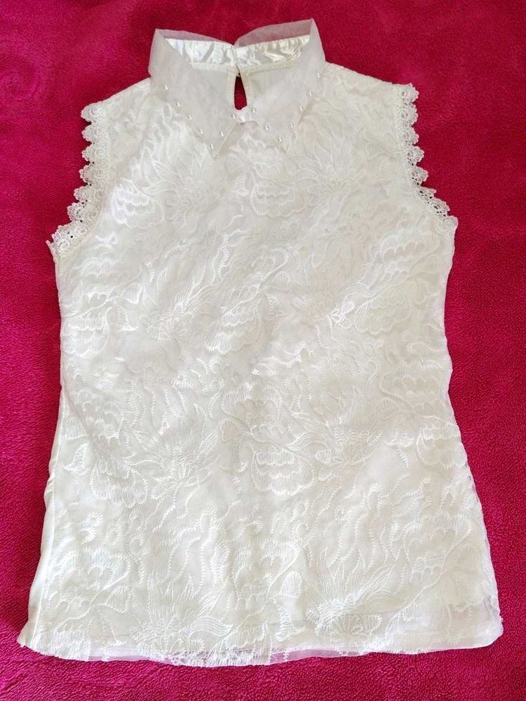 Elegant White Lace Sleeveless Top