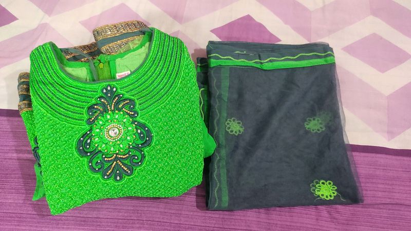 Green Embroidered Salwar Kameez