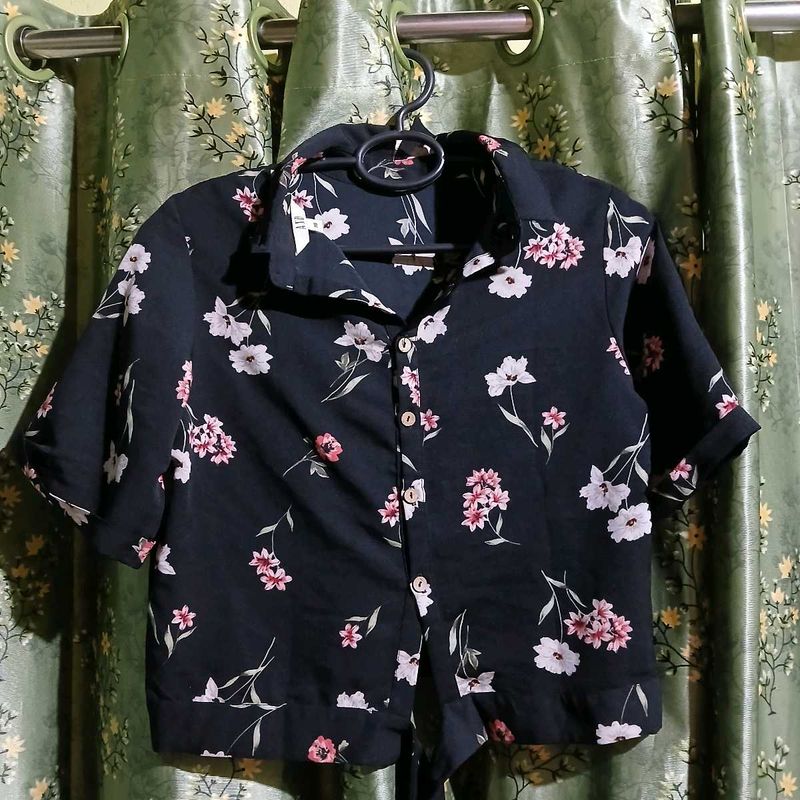 Floral Print Button-Down Top