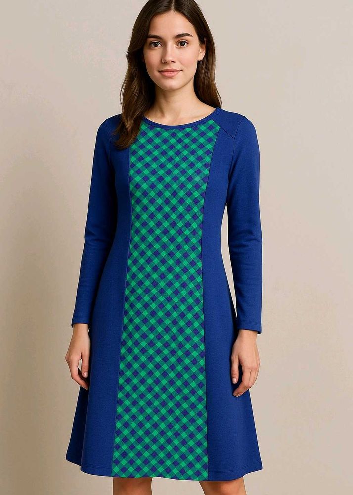 Dark violent and green A-line dress