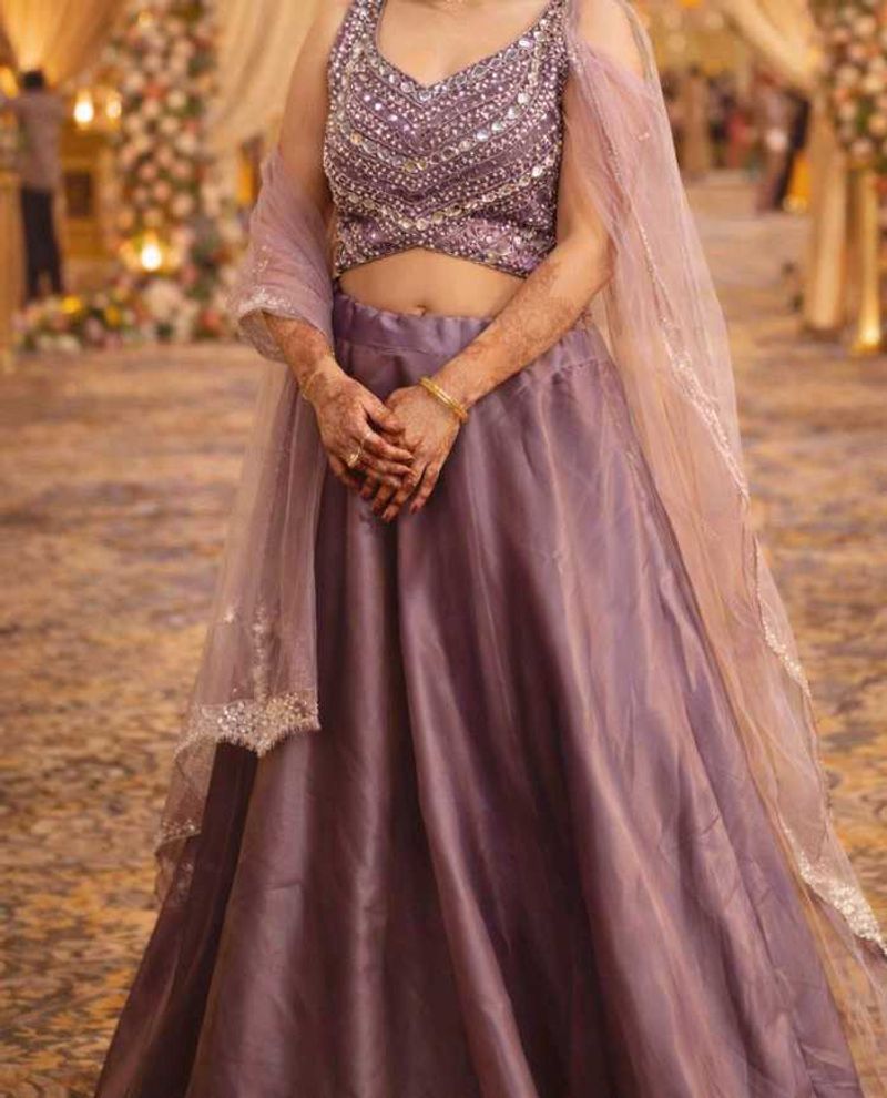 Lavender Sequin Lehenga Choli Set