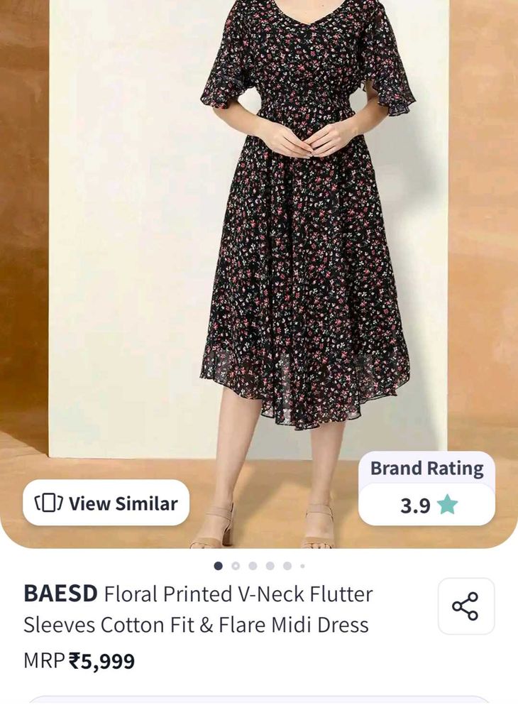 Floral Print Black Dress