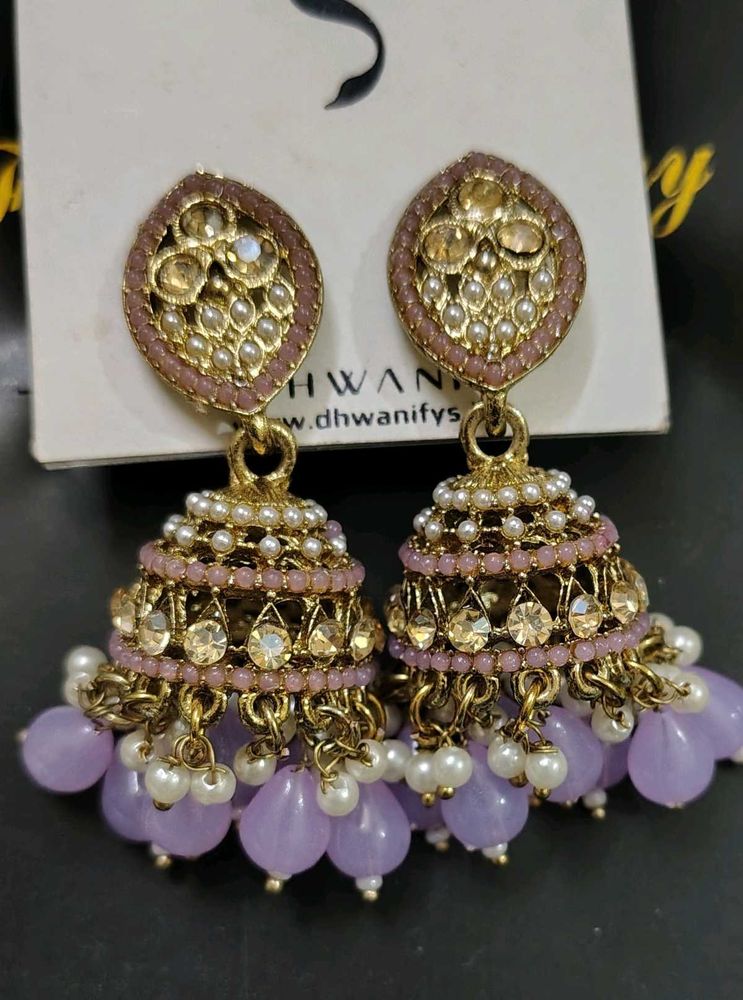 💜 Lavender earrings jhumka😍🔥