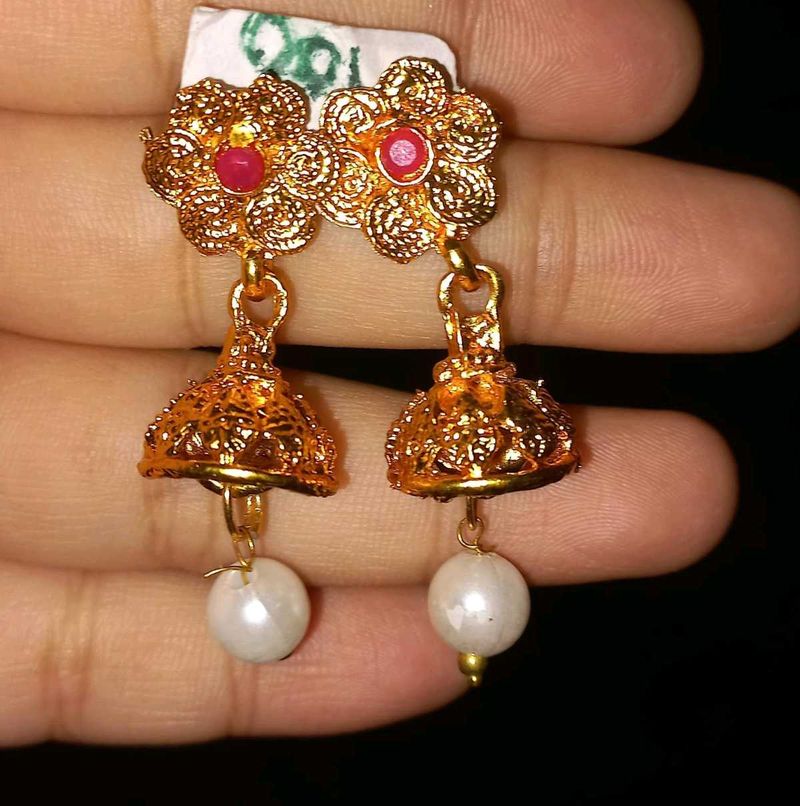Gold-tone Jhumka Earrings