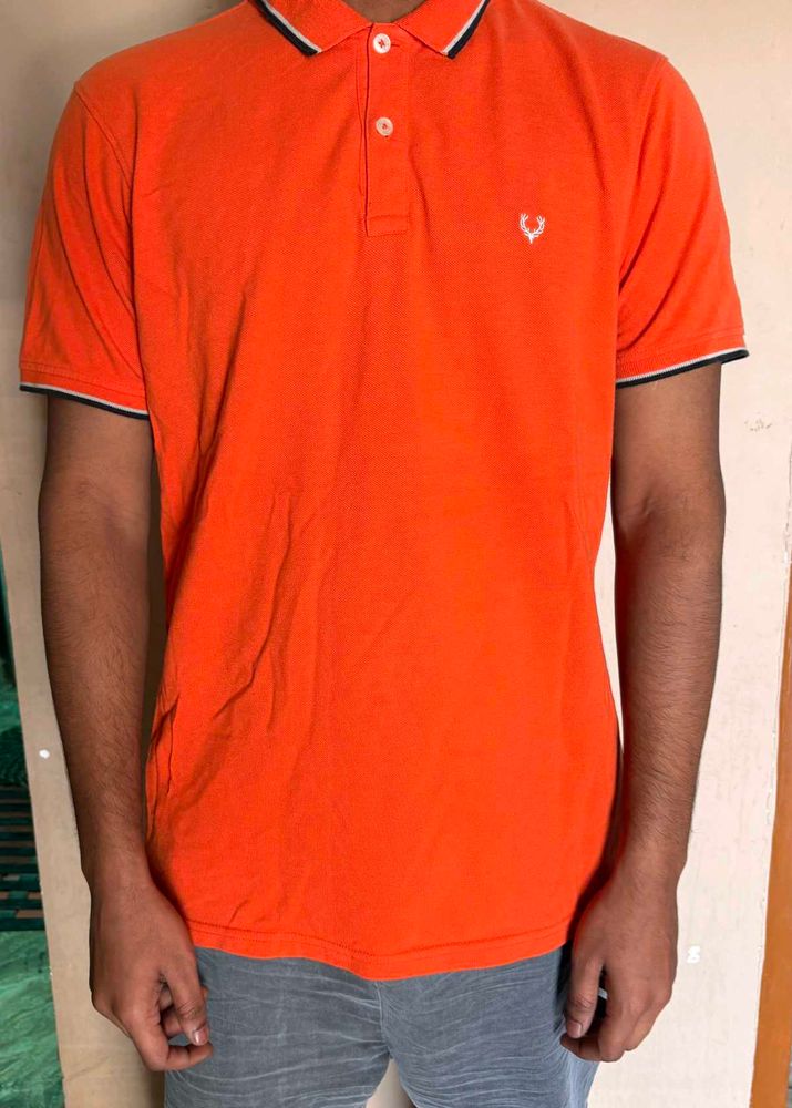 Allen Solly Orange Polo T-Shirt