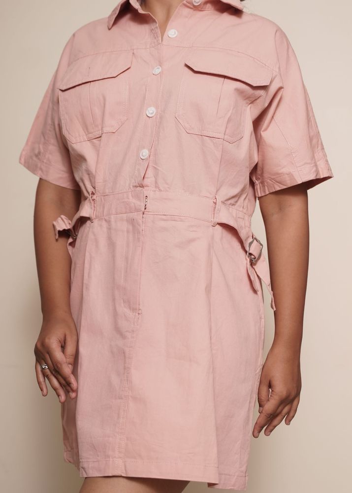 Pink Utility Style Mini Dress