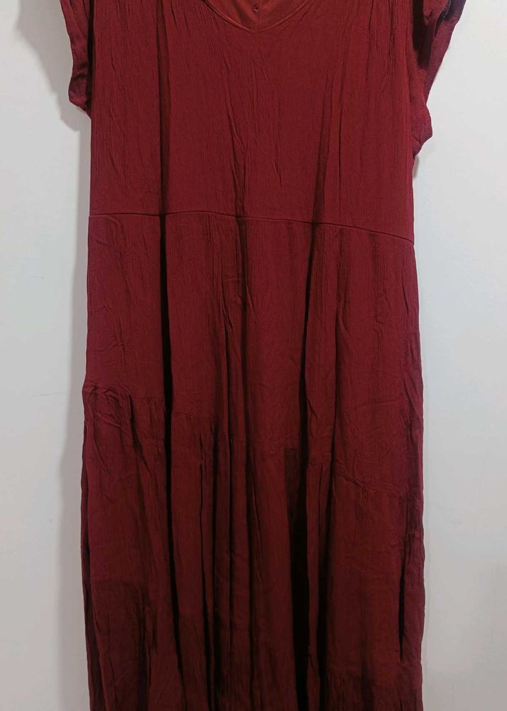 Maroon Casual Flairy Dress