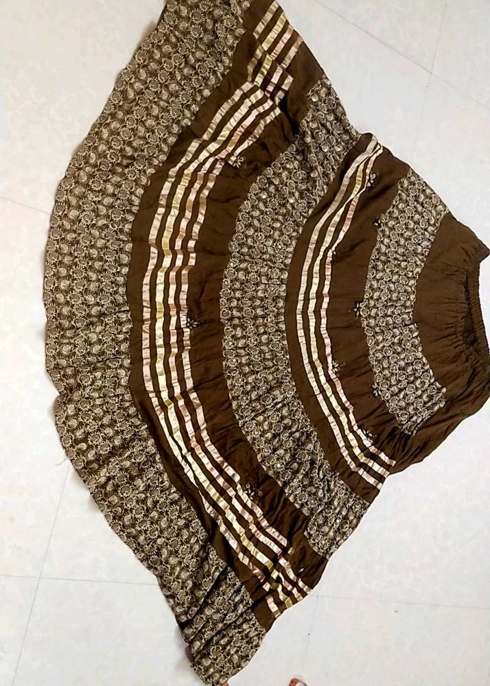 Boho Brown Striped Skirt