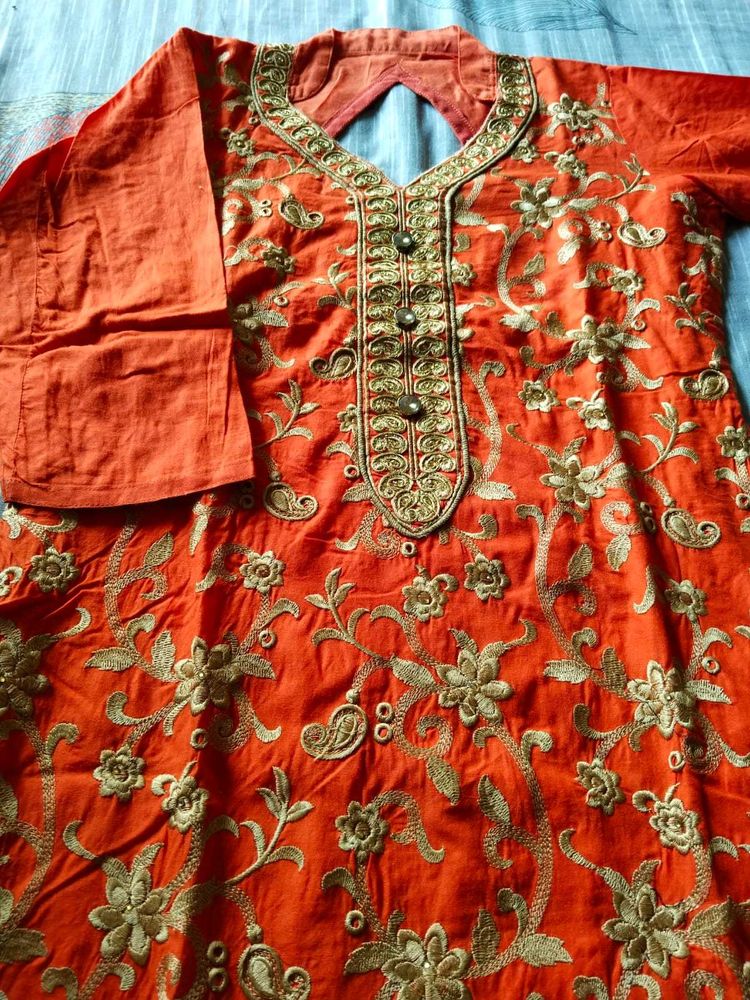 New Orange Stitch Kurti