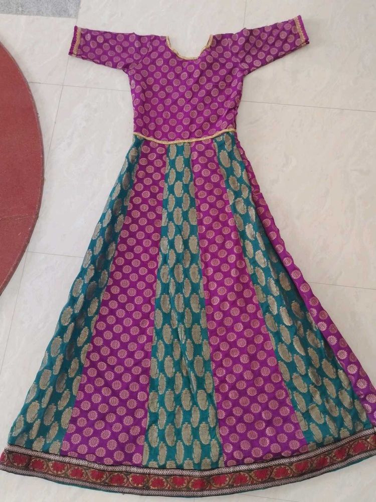 Ethnic Purple and green Long Frock Women