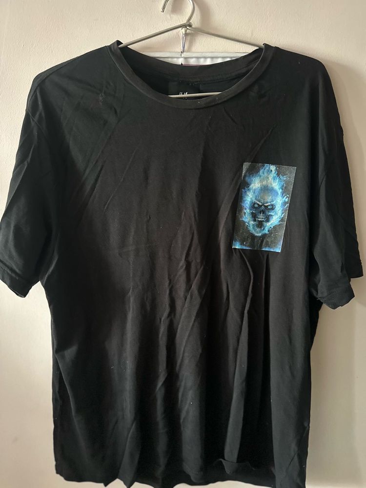 H&amp;M Black Graphic Tee Ghost Rider