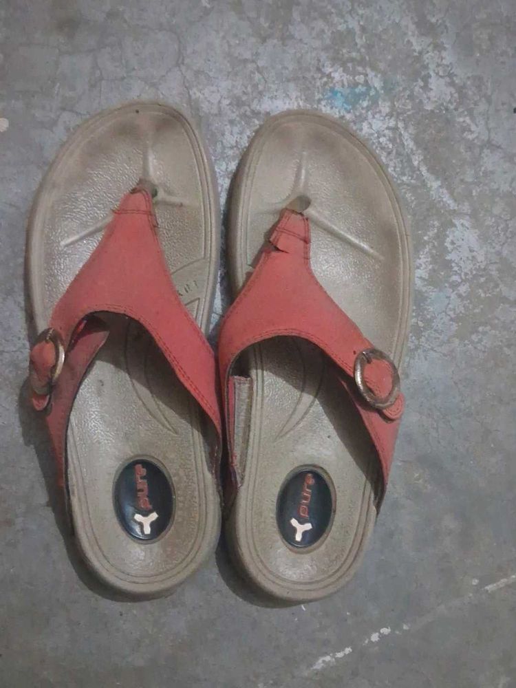Red &amp; Beige Flip Flops