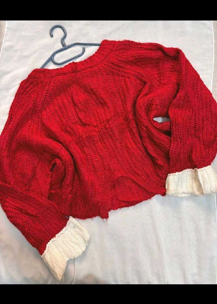 Red Cropped Sweater