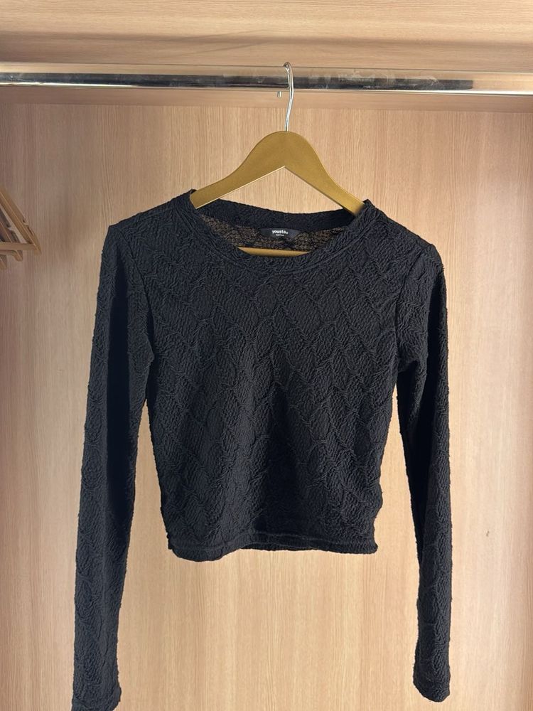 Black Sheer Long Sleeve Top