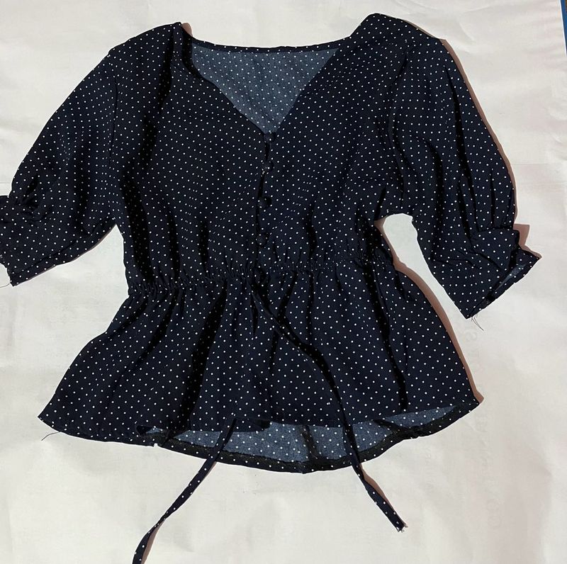 Nay Blue Polka Dot Blouse