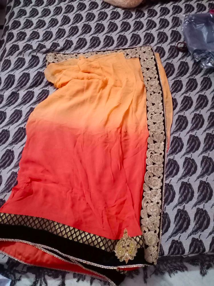 Beautiful Two Colour Party Wear Saree