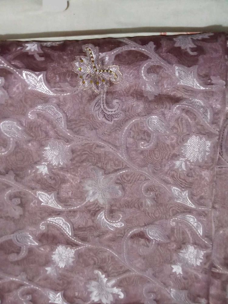 Elegant Mauve Embroidered Fabric Saree