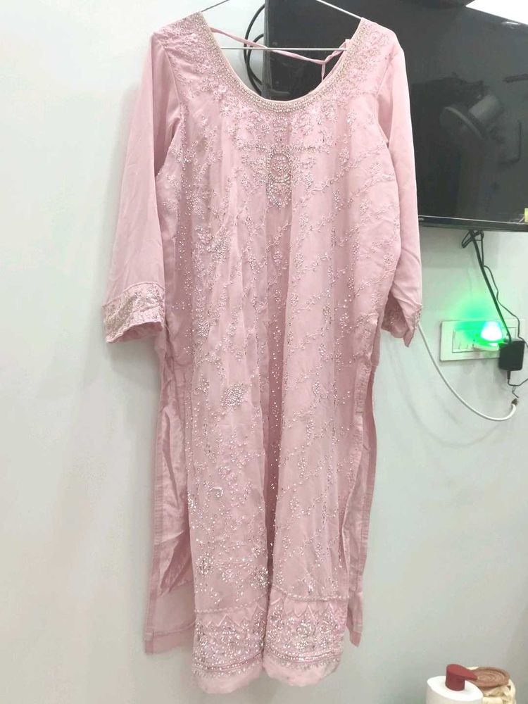 Pink Embellished Kurti