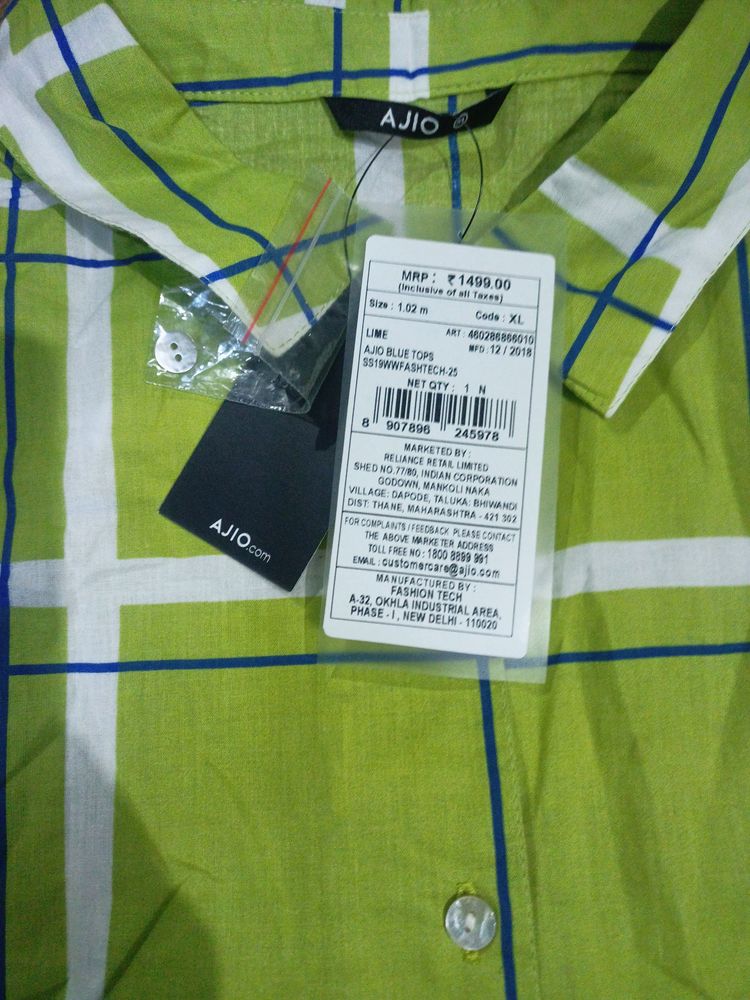 Checked Shirt Top With Tie-up