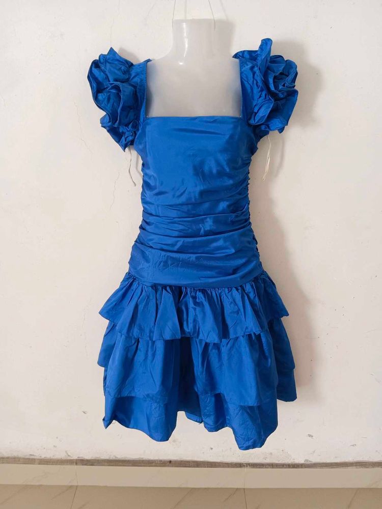 Blue Ruffled Party Dress