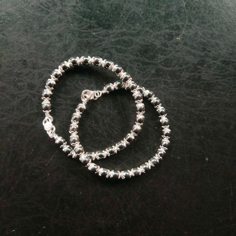 PS97Pure Silver &amp; Black Crystals Baby Nazariya