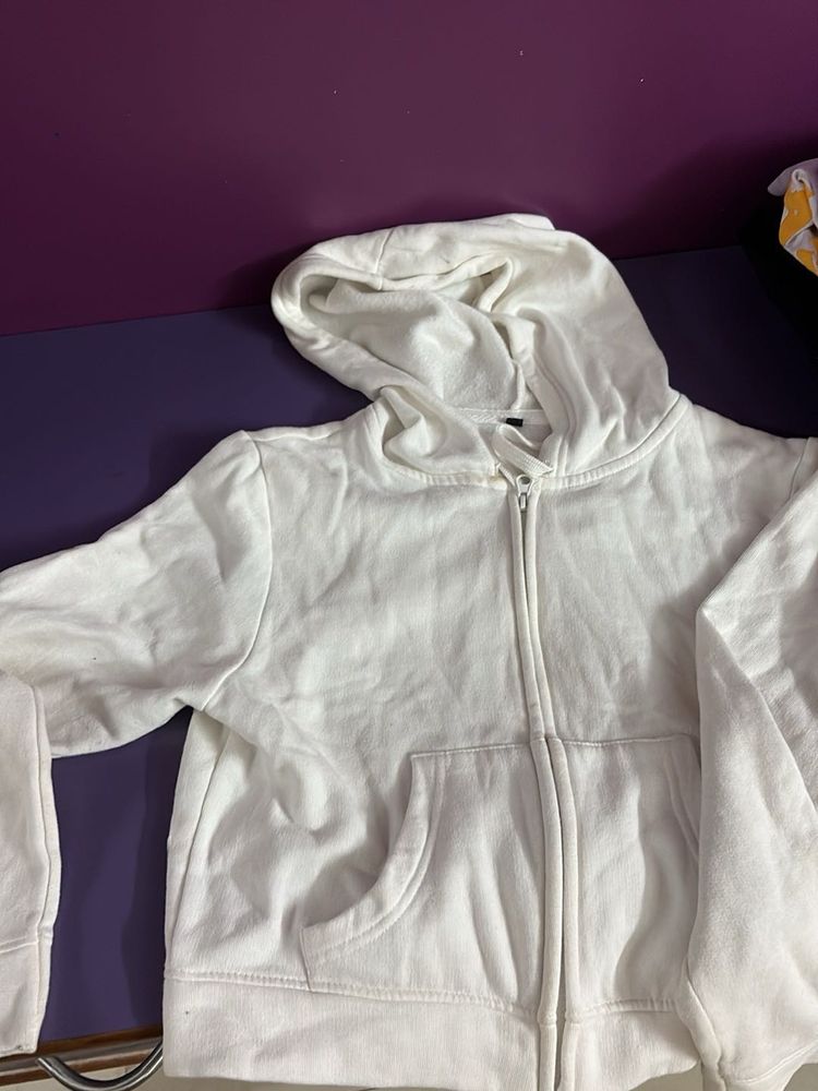 White Zip-Up Hoodie