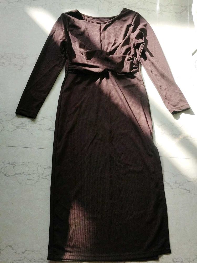 Elegant Brown Midi Dress