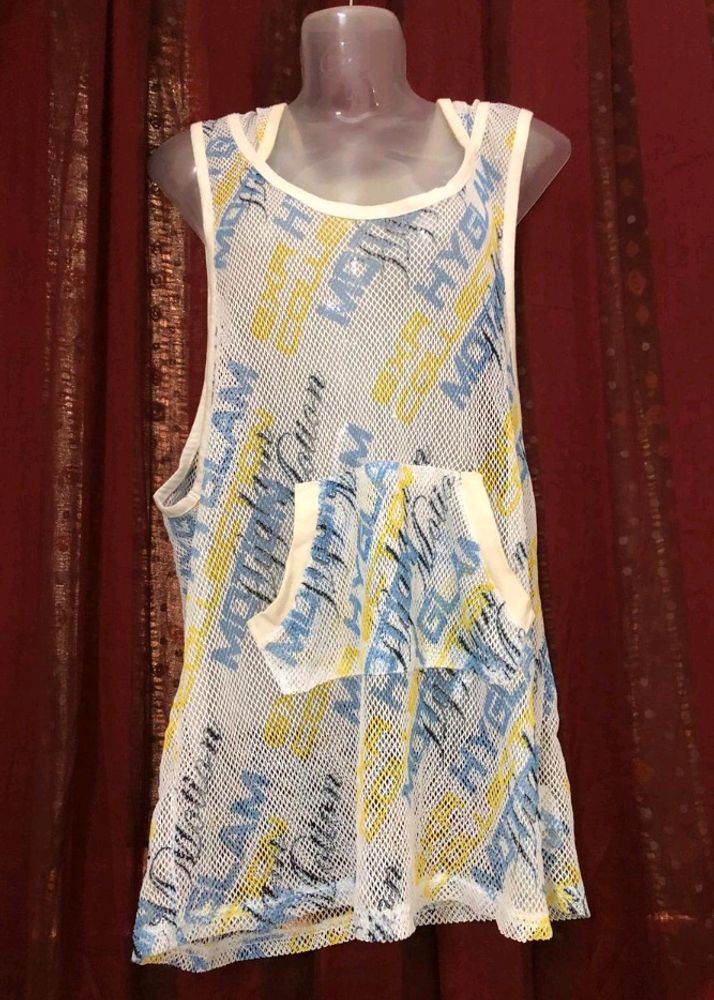EXR white Net Mini Dress