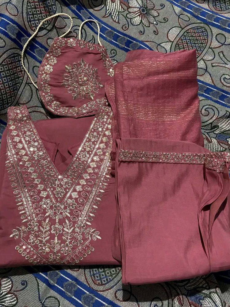 Maroon Embroidered Salwar Kameez Set