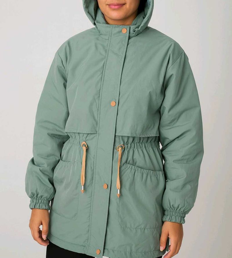 Sage Green Hooded Drawstring Parka